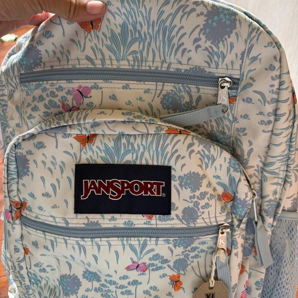 JanSport Big Student Backpack Fluttering Fields Floral Butterfly XL JS0A47JKLK4
